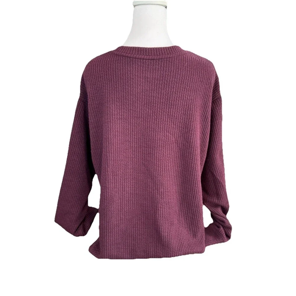 Women's Sonoma Goods For Life Sweater Size XS Plum Ribbed Shirttail Top NWT